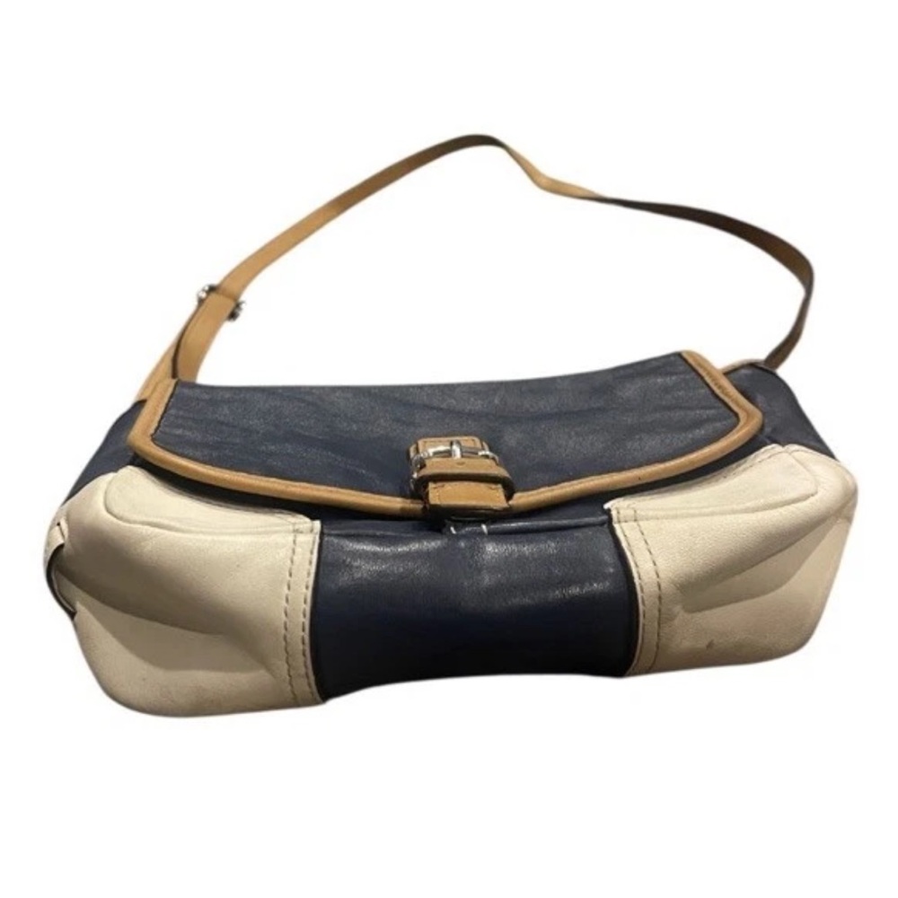 RARE! VTG Coach Hadley Crossbody Shoulder Bag Purse Navy White Leather Buckle - Picture 13 of 16